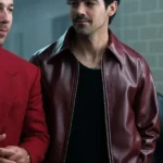 A Very Jonas Christmas Joe Jonas Maroon Leather Jacket