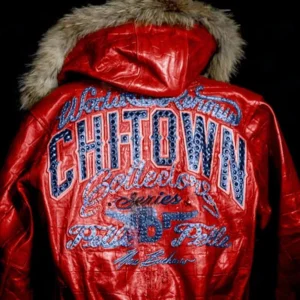 Pelle Pelle Chitown Fur Hooded Red Leather Jacket