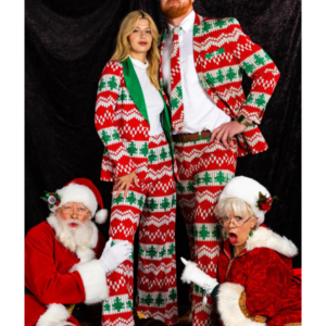 Women’s Knit Print Christmas Suit