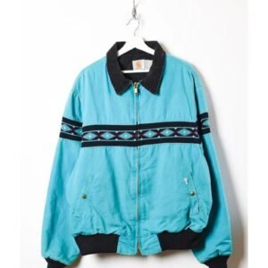 Vintage 90s Carhart Aztec Turquoise Blue Jacket